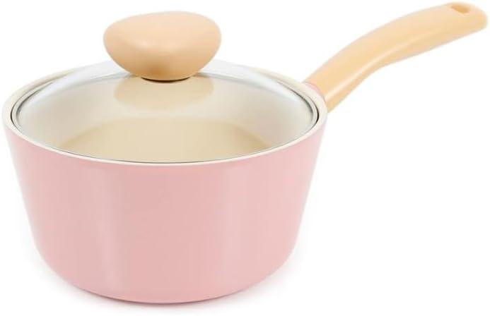 image:imageNeoflam Retro 15QT Saucepan with Lid 7 18cm HeavyDuty Nonstick Ceramic Coated Sauce Pot with Bakelite Handle Pink Color Dishwasher Safe Elegant Kitchen Cookware Made in Korea