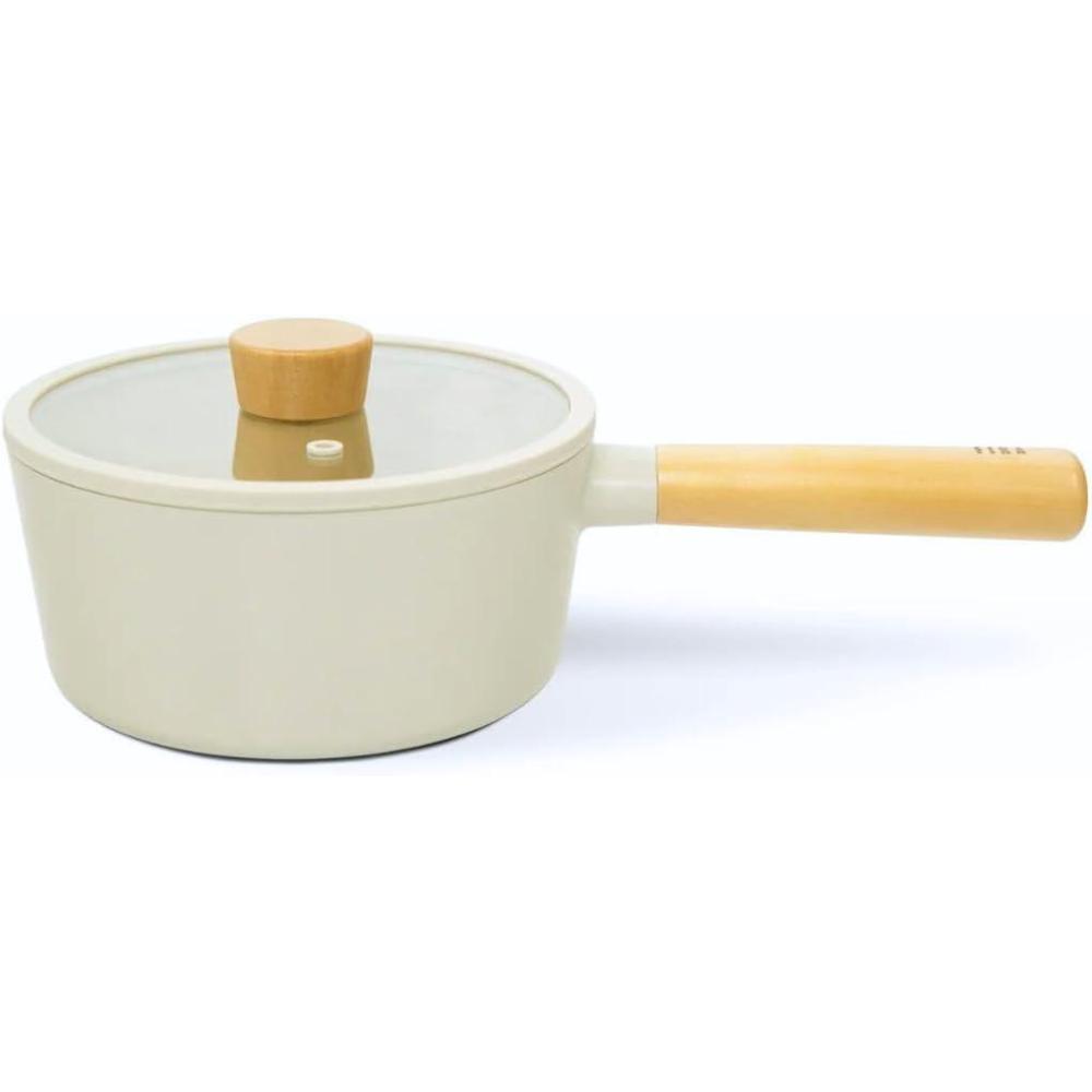 image:imageNEOFLAM FIKA 17QT Nonstick Sauce Pan with Glass Lid Butter Warmer Melting Saucepot Induction Wood Handle Made in Korea 7 18cm