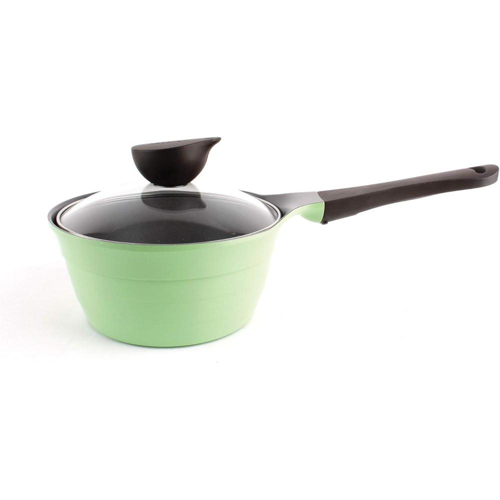 image:imageNeoflam 19qt Saucepan Butter Warmer Milk BoilingMelting Pot Ecolon Healthy Ceramic Nonstick Coating PFOAfree 2 Pour Spouts Dishwasher Safe PinkGreen