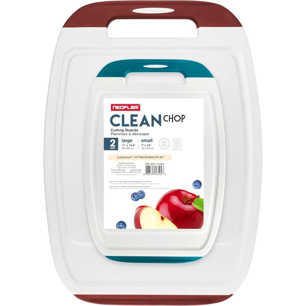 image:imageNeoflam BiJu 2Piece BPAFree Cutting Board Set Large 11x155 amp Small 7x10 Reversible NonSlip Dishwasher Safe BlueWhiteRed WhiteBlue