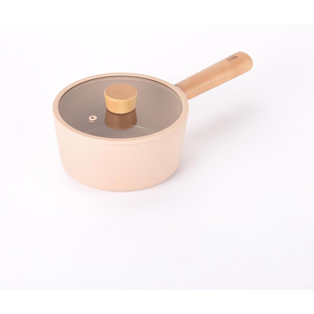 image:imageNeoflam FIKA 17QT 18cm Mid Night IH Saucepan with Glass Lid Full Induction HeatingMini Peach