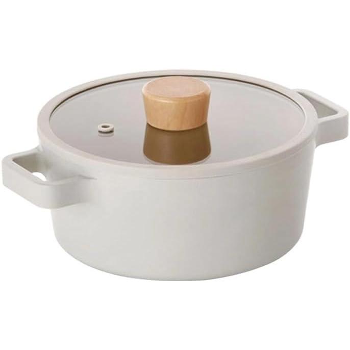 image:imageNeoflam FIKA 9inch 24cm 40QT Ivory IH Stock Pot with Glass Lid Impact Induction Heating16 Quarts