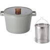 image:imageNEOFLAM FIKA Reserve 49 QT Deep Stockpot with Pasta Strainer Insert and Lid Nonstick Ceramic Coating Kitchen Casserole Made in Korea 87  22 cm