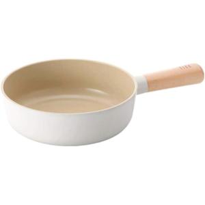 FIKA 7 inch Mini Stir Fry Wok with Wooden Handle, Induction Compatible Cookware for All Stovetops, Kitchen Essential Ceramic Coating Skillet, Healthy Cooking Omelet Frying Pan, Made in Korea (18cm)