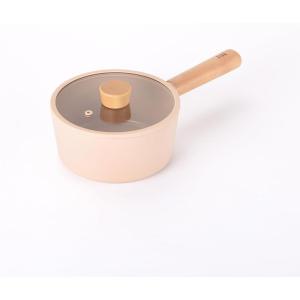 Neoflam FIKA 1.7QT 18cm Mid Night IH Saucepan with Glass Lid, Full Induction Heating(Mini Peach)
