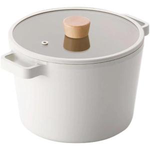 Neoflam FIKA 4.9QT 22cm Mid Night IH Deep Stock Pot with Glass Lid, Full Induction Heating(Ivory)