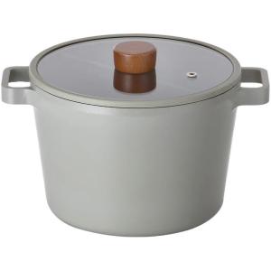 Neoflam FIKA 4.9QT 22cm Mid Night IH Deep Stock Pot with Glass Lid, Full Induction Heating(Mid Night)