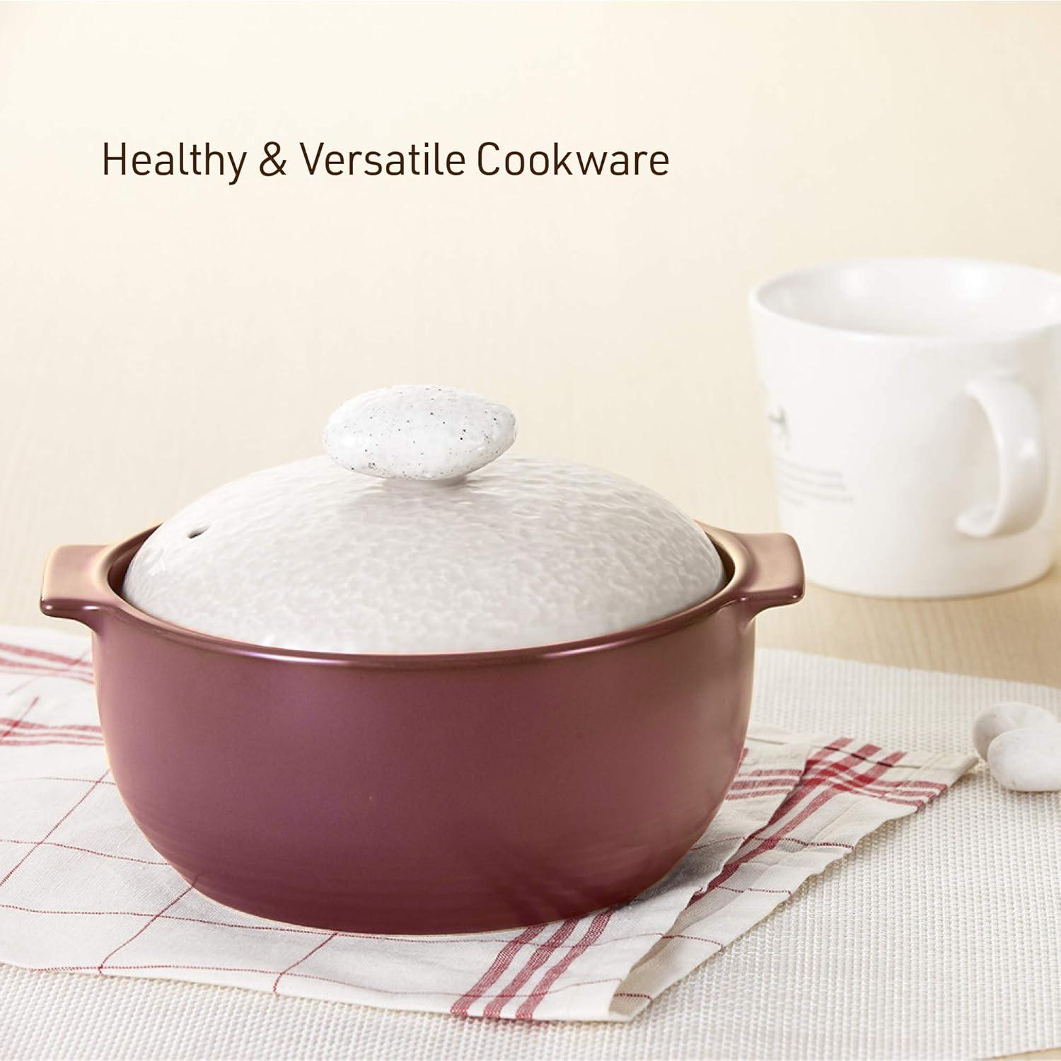 image:imageNeoflam Kiesel 15qt NonStick Ceramic Casserole Pot Dutch Oven Clay Pot Stockpot for Stew Soup Steam Scratch Resistant Oven Safe Heat Resistant LilacLilac