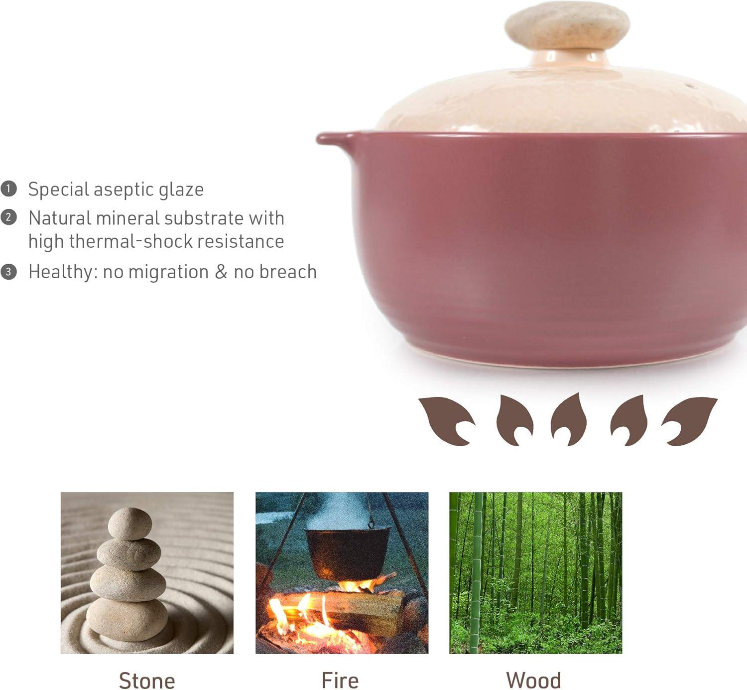 image:imageNeoflam Kiesel 15qt NonStick Ceramic Casserole Pot Dutch Oven Clay Pot Stockpot for Stew Soup Steam Scratch Resistant Oven Safe Heat Resistant LilacLilac