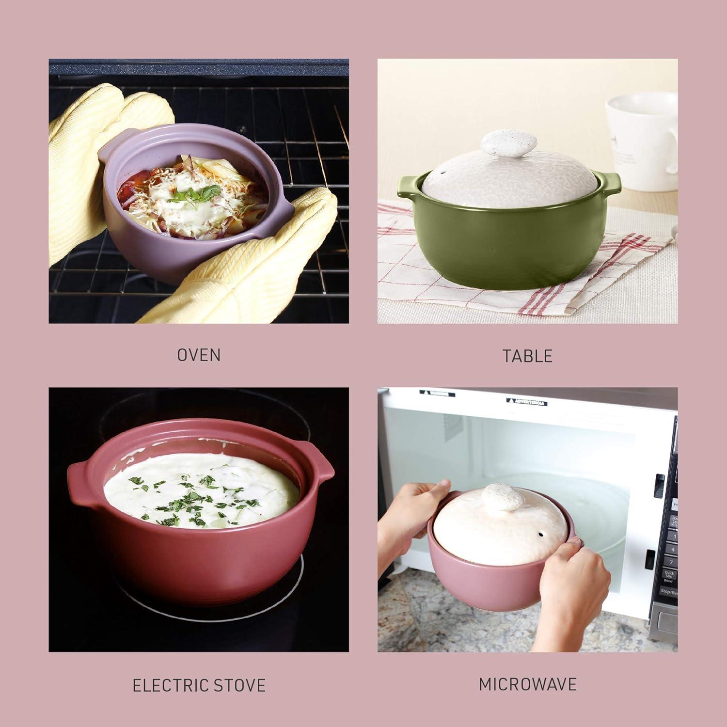 image:imageNeoflam Kiesel 15qt NonStick Ceramic Casserole Pot Dutch Oven Clay Pot Stockpot for Stew Soup Steam Scratch Resistant Oven Safe Heat Resistant LilacLilac