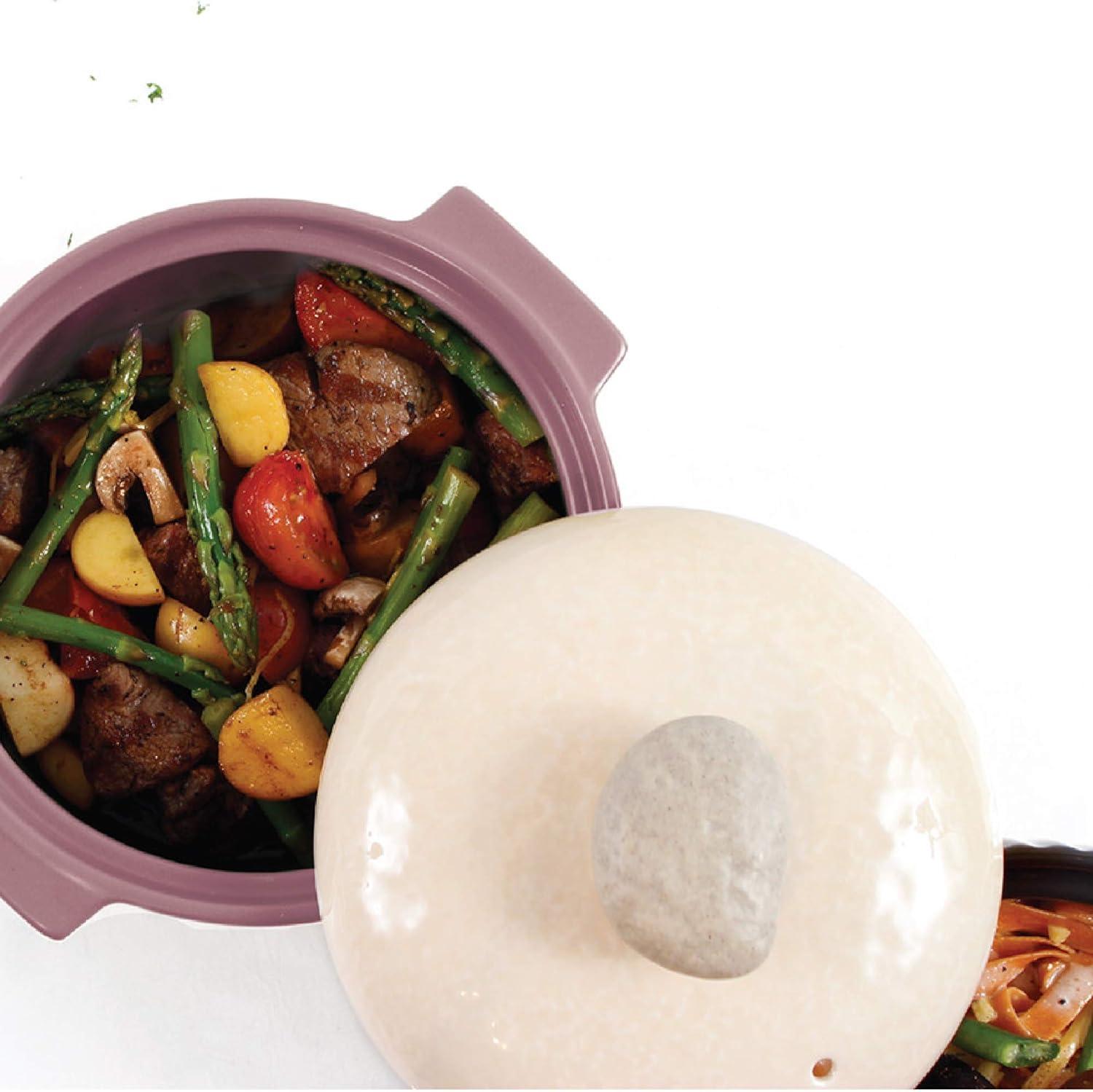 image:imageNeoflam Kiesel 15qt NonStick Ceramic Casserole Pot Dutch Oven Clay Pot Stockpot for Stew Soup Steam Scratch Resistant Oven Safe Heat Resistant LilacLilac