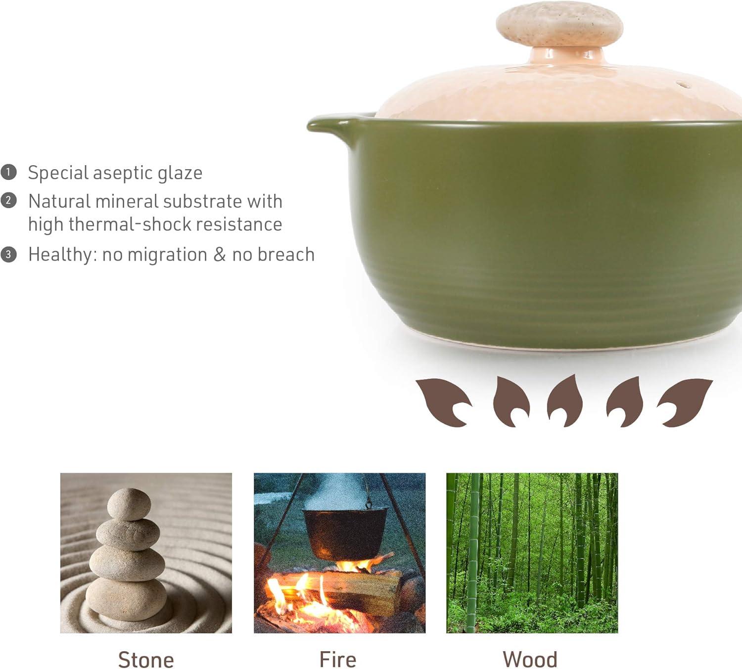image:imageNeoflam Kiesel 15qt NonStick Ceramic Casserole Pot Dutch Oven Clay Pot Stockpot for Stew Soup Steam Scratch Resistant Oven Safe Heat Resistant LilacLime
