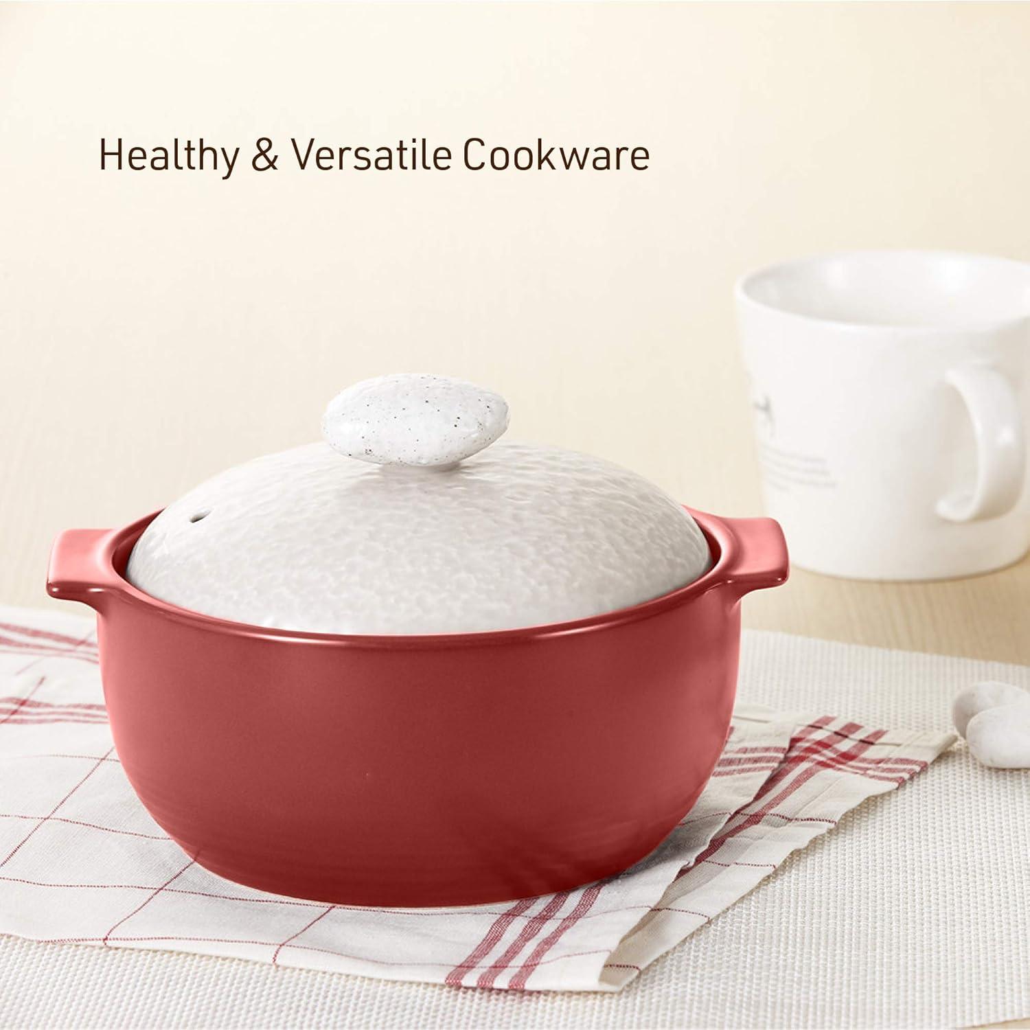 image:imageNeoflam Kiesel 15qt NonStick Ceramic Casserole Pot Dutch Oven Clay Pot Stockpot for Stew Soup Steam Scratch Resistant Oven Safe Heat Resistant LilacPlum