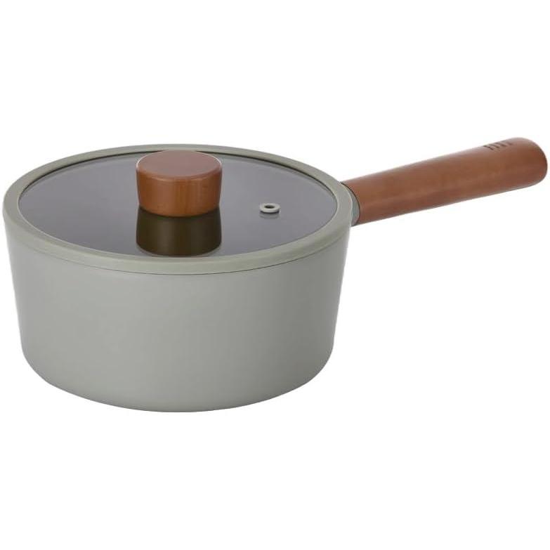 image:imageNeoflam FIKA 17QT 18cm Ivory IH Saucepan with Glass Lid Impact Induction HeatingMid Night