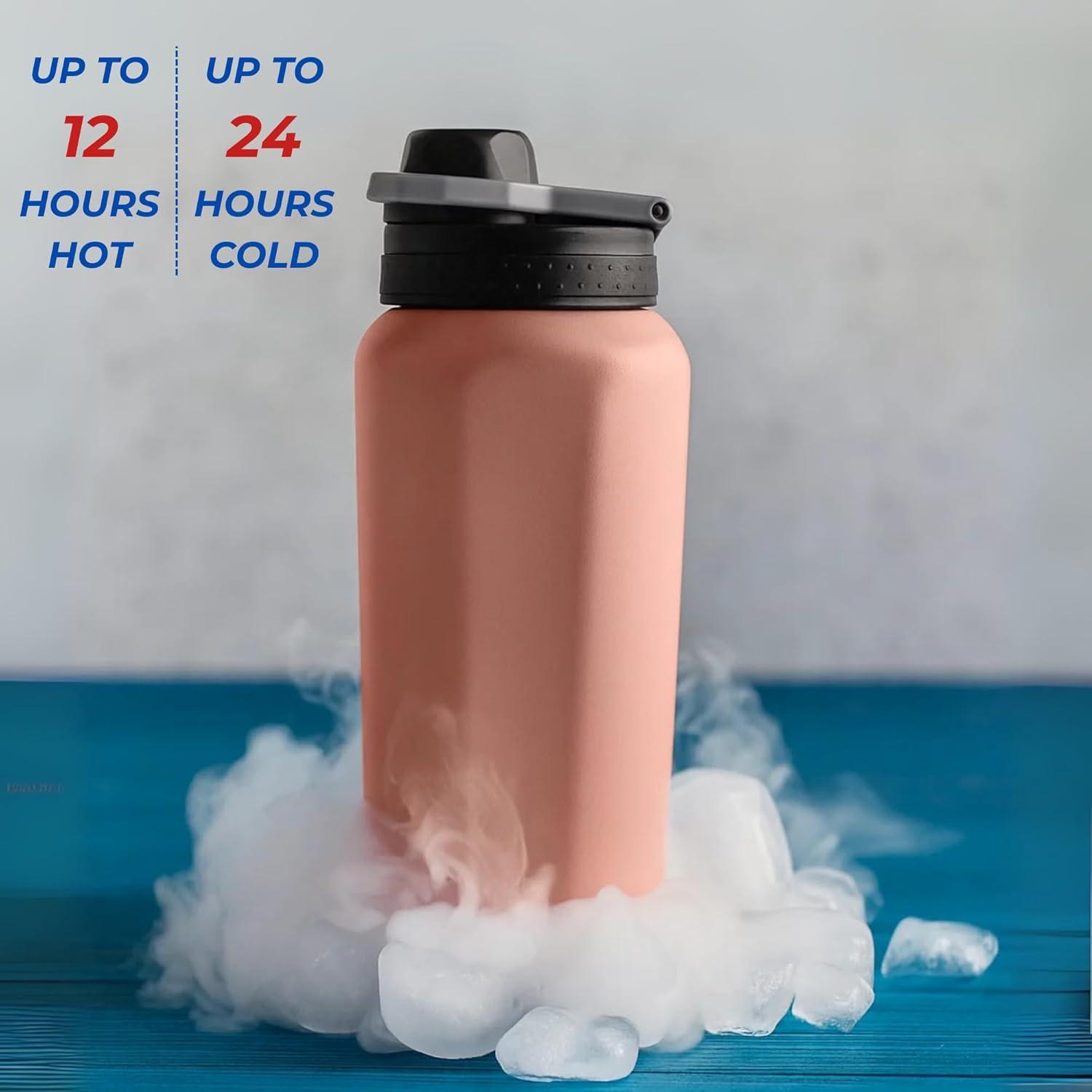 image:imageNEOFLAM Hydro 20oz Vacuum Insulated Stainless Steel Water Bottle with Lid Double Wall Sport Tumbler for Cold Drinks Ice amp Hot Tea Leak Proof Travel Flask 600ml Sunset PinkSunset Pink