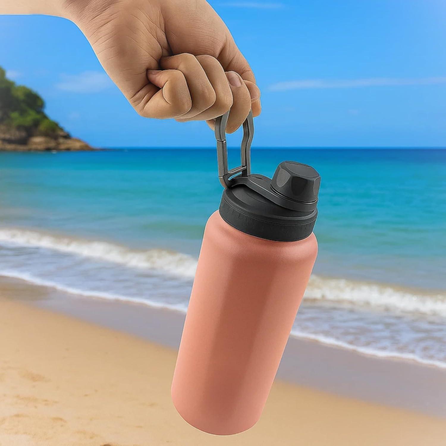 image:imageNEOFLAM Hydro 20oz Vacuum Insulated Stainless Steel Water Bottle with Lid Double Wall Sport Tumbler for Cold Drinks Ice amp Hot Tea Leak Proof Travel Flask 600ml Sunset PinkSunset Pink