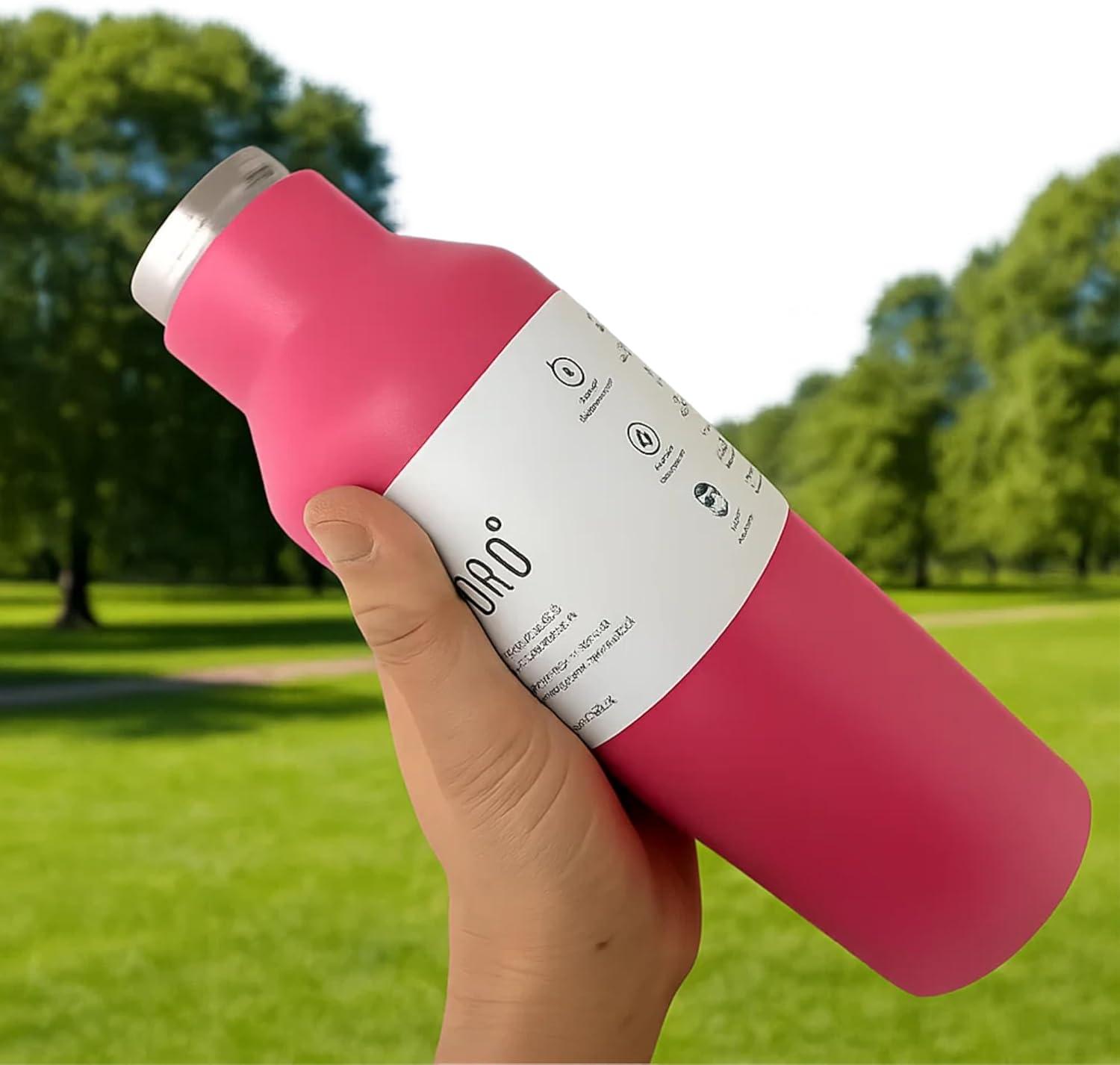 image:imageNeoflam Airtight 17oz Stainless Steel Tumbler Slim Sport Travel Mug Cupholder Friendly Reusable Bottle for Hot Coffee Cold Water Iced Tea amp Outdoor Activities Dishwasher Safe 500ml Hot PinkHot Pink