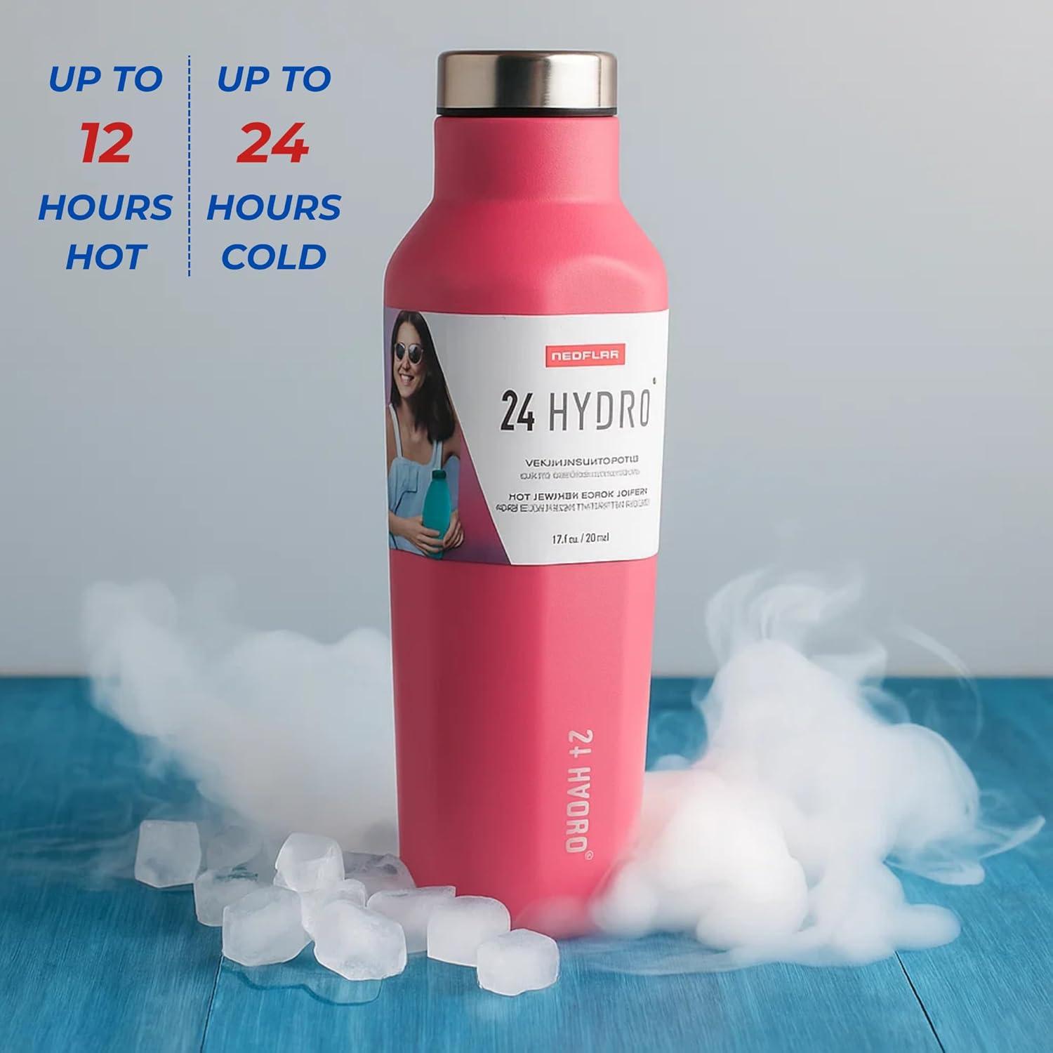image:imageNeoflam Airtight 17oz Stainless Steel Tumbler Slim Sport Travel Mug Cupholder Friendly Reusable Bottle for Hot Coffee Cold Water Iced Tea amp Outdoor Activities Dishwasher Safe 500ml Hot PinkHot Pink