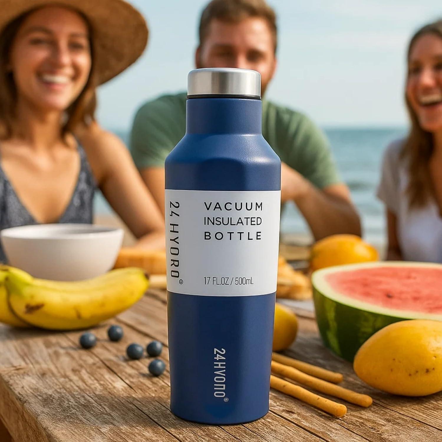 image:imageNeoflam Airtight 17oz Stainless Steel Tumbler Slim Sport Travel Mug Cupholder Friendly Reusable Bottle for Hot Coffee Cold Water Iced Tea amp Outdoor Activities Dishwasher Safe 500ml Hot PinkMoon Navy