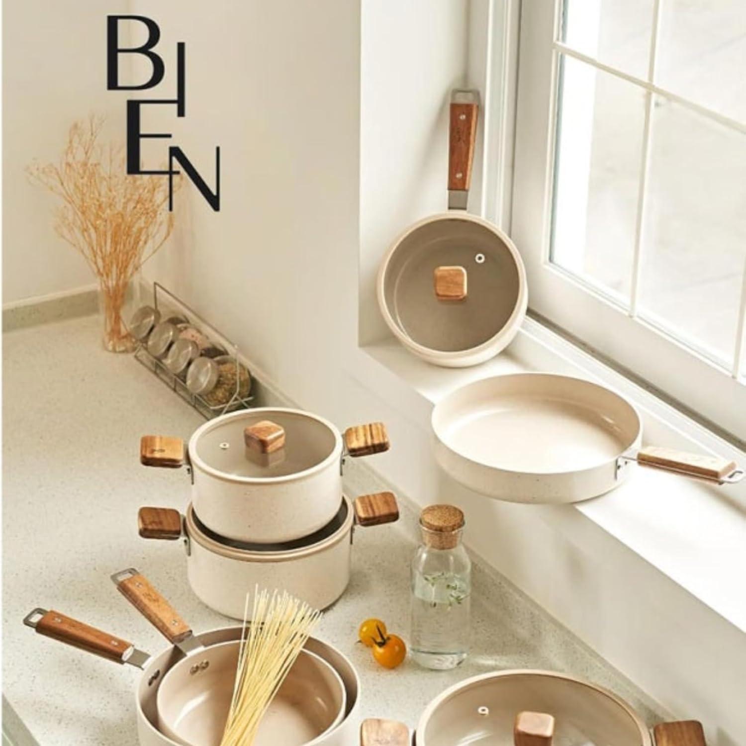 image:imageNeoflam Bien Kitchen 27QT Nonstick Stock Pot with Glass Lid Ceramic Coated Casserole Dutch Oven for Healthy Cooking Induction Compatible Soup amp Stew Pot Made in Korea 8 20cm