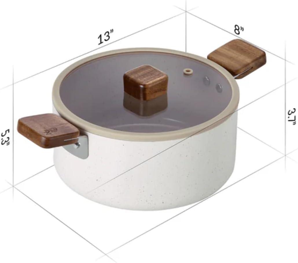 image:imageNeoflam Bien Kitchen 27QT Nonstick Stock Pot with Glass Lid Ceramic Coated Casserole Dutch Oven for Healthy Cooking Induction Compatible Soup amp Stew Pot Made in Korea 8 20cm