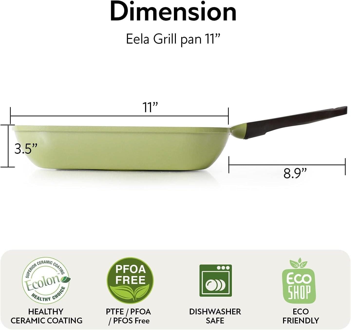 image:imageNeoflam Eela 11inch Olive Green Square Grillpan