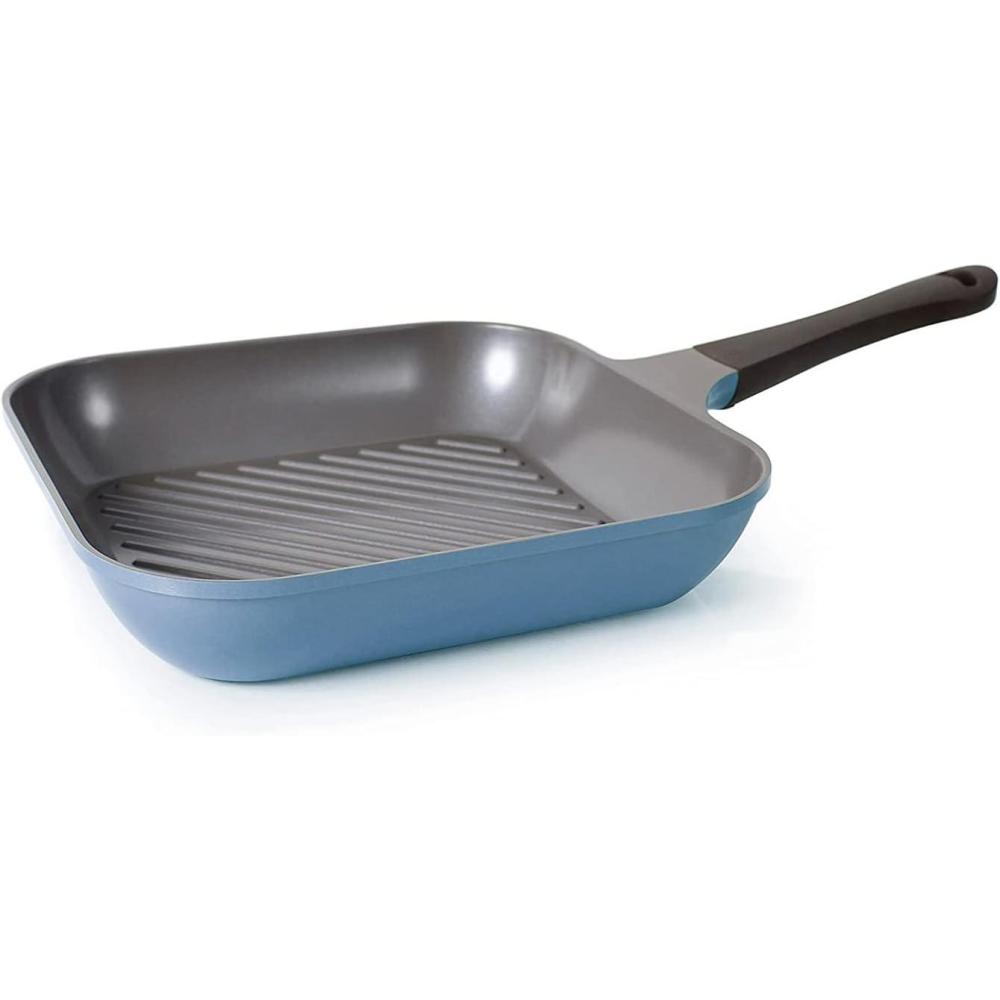 image:imageNeoflam Eela 11 Non Stick Grill Pan Griddle Square Stovetop Grill with Sear Ridges PFOA Free Ecolon Ceramic Coating for Skillet broil Fish Vegetables and Meat Scratch Resistant GreenDeep Blue