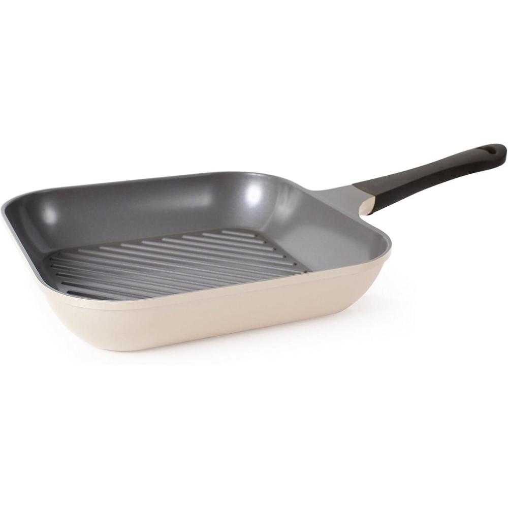 image:imageNeoflam Eela 11 Non Stick Grill Pan Griddle Square Stovetop Grill with Sear Ridges PFOA Free Ecolon Ceramic Coating for Skillet broil Fish Vegetables and Meat Scratch Resistant GreenIvory