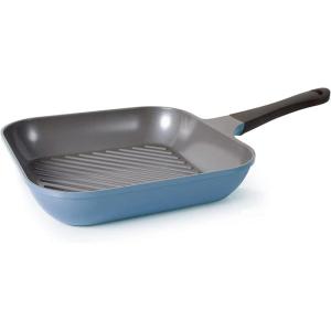 Neoflam Eela 11” Non Stick Grill Pan Griddle Square Stovetop Grill with Sear Ridges, PFOA Free Ecolon Ceramic Coating for Skillet, broil, Fish, Vegetables and Meat, Scratch Resistant, Green(Deep Blue)