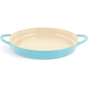 Neoflam Retro 10″ Nonstick BBQ Round Grill Pan with Handle, Lightweight Camping Griddle, Frying Skillet, Dishwasher & Oven Safe, Made in Korea