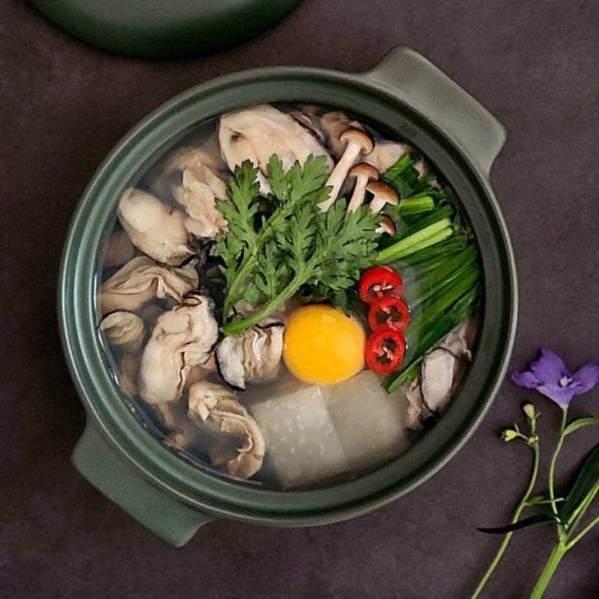 image:imageNeoflam 14QT Kitchen Nonstick Ceramic Clay Cooking Casserole Hot Pot with Lid Stew Rice Noodle Soup Steamer Oven amp Dishwasher Safe Dutch Oven Made in Korea 7 18cm