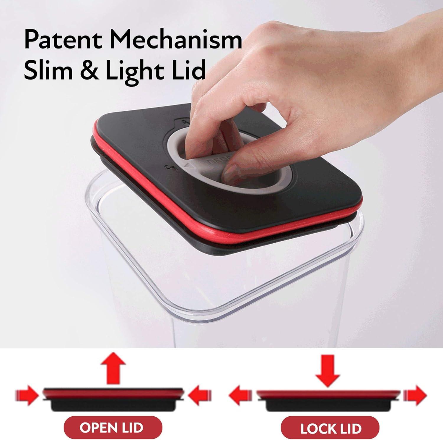 image:imageNeoflam Smart Seal 4pc Rectangular Extra Large Airtight Kitchen Pantry CanisterOrganizer Clear Plastic Storage Container Set Simple Twist Lid 100 Leak Proof Dishwasher Safe BPA Free WhiteBlackRed Lid