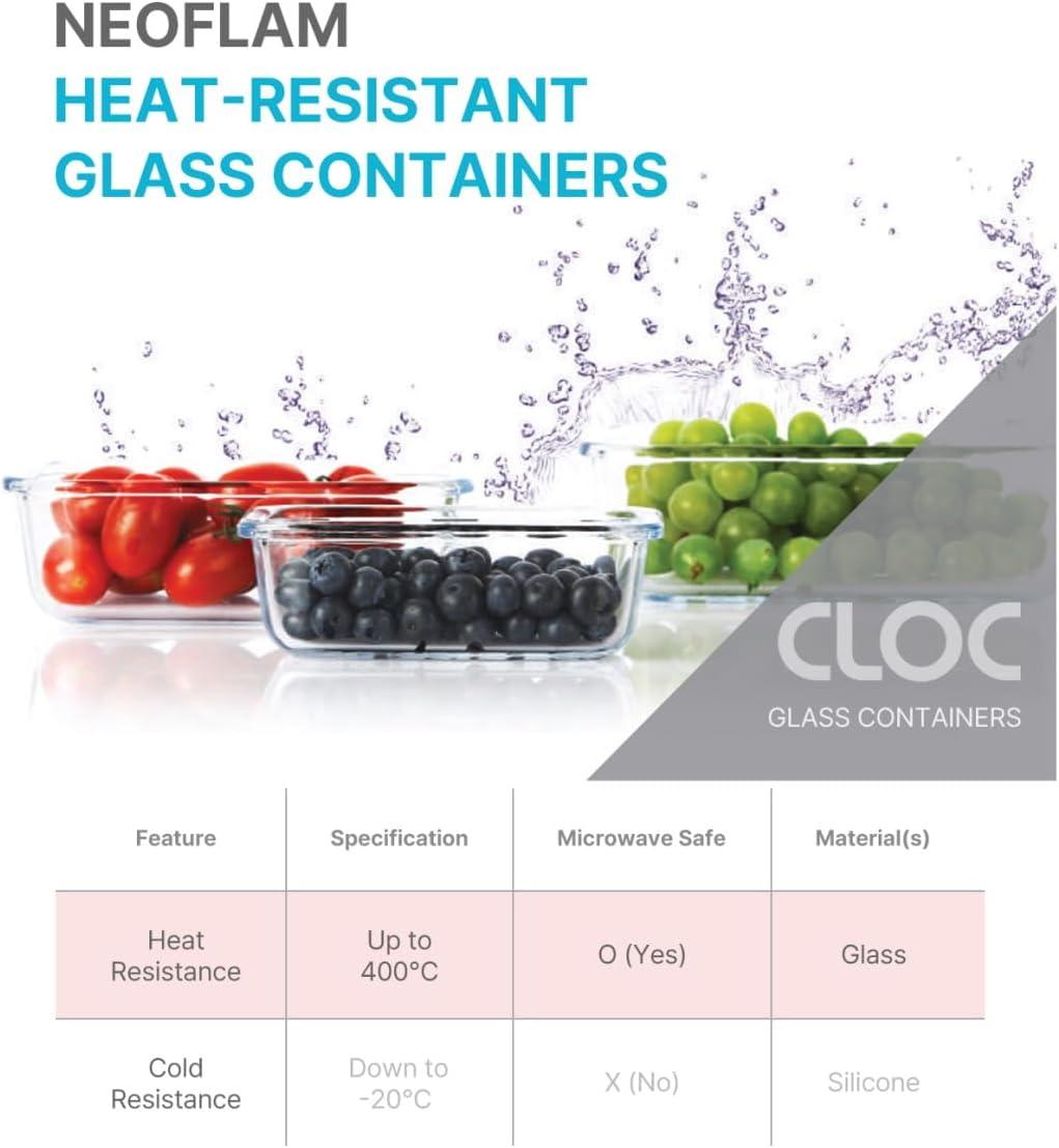 image:imageNeoflam Cloc Glass 12oz Rectangular Food Storage Emerald21 ounces