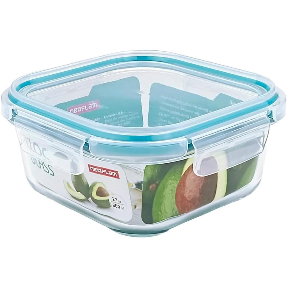 image:imageNeoflam Cloc Glass 12oz Rectangular Food Storage Emerald27 ounces