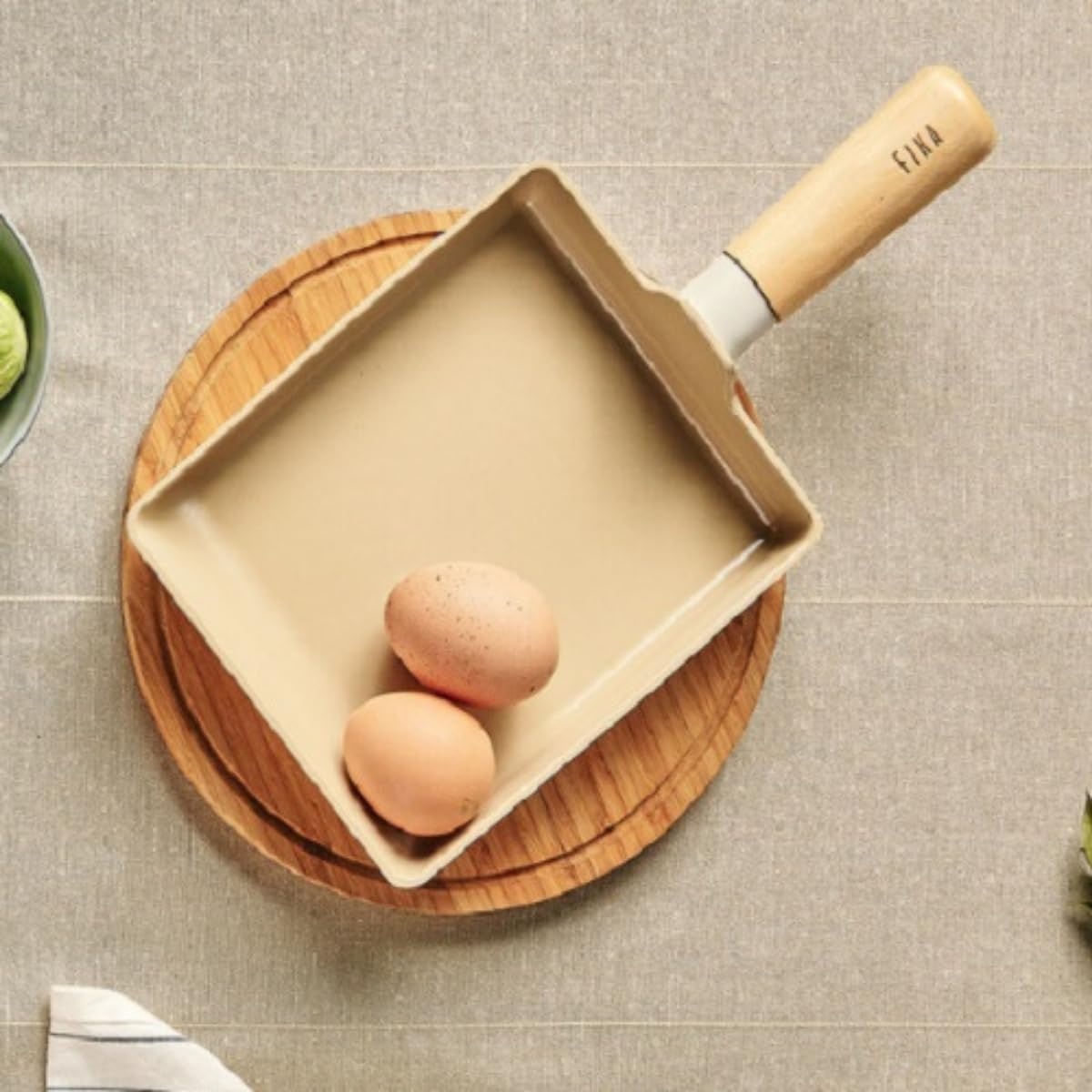 image:imageFIKA Kitchen Nonstick 6Inch Rectangle Tamagoyaki Egg Roll Pan with Wooden Handle Japanese Omelette Frying Skillet Induction Compatible Cookware Healthy Cooking Tamago Pan Made in Korea 15cm