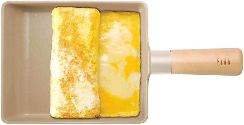 image:imageFIKA Kitchen Nonstick 6Inch Rectangle Tamagoyaki Egg Roll Pan with Wooden Handle Japanese Omelette Frying Skillet Induction Compatible Cookware Healthy Cooking Tamago Pan Made in Korea 15cm