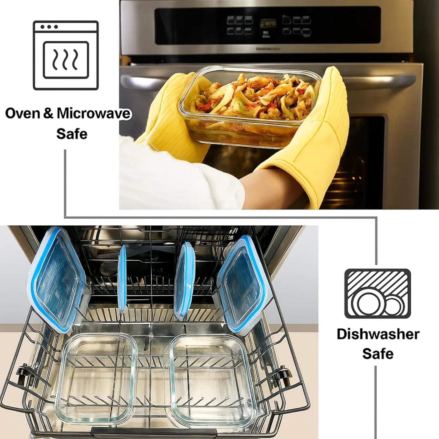 image:imageNeoflam 12Pieces Airtight Kitchen Storage with Lid Oval Bento Glass Food Container with Vent Microwave Meal Prep Canister Dishwasher and Oven Safe 39oz 12 Liter 48 cups39oz