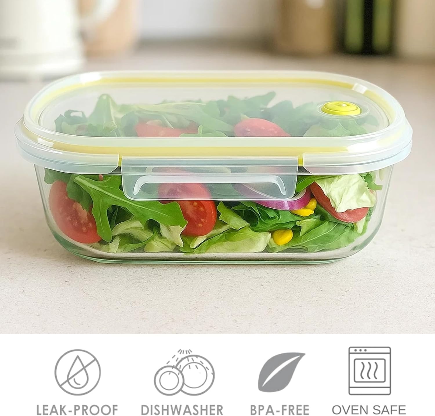image:imageNeoflam 12Pieces Airtight Kitchen Storage with Lid Oval Bento Glass Food Container with Vent Microwave Meal Prep Canister Dishwasher and Oven Safe 39oz 12 Liter 48 cups39oz