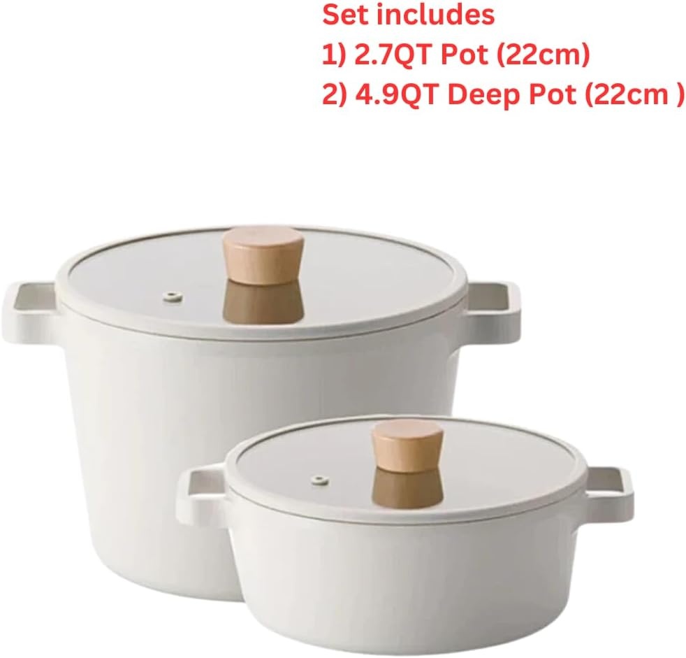 image:imageNeoflam FIKA 4 Piece Stock Pot with Lids Set Nonstick Ceramic Coating Kitchen Cooking Casserole Dutch Oven for Stovetops and Induction Made in Korea