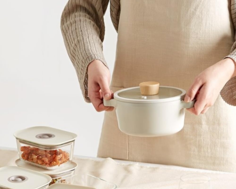 image:imageNeoflam FIKA 4Piece Home Kitchen Essential Mini Cookware Pan and Pot Set with Lid Nonstick Ceramic Coating Induction Made in Korea