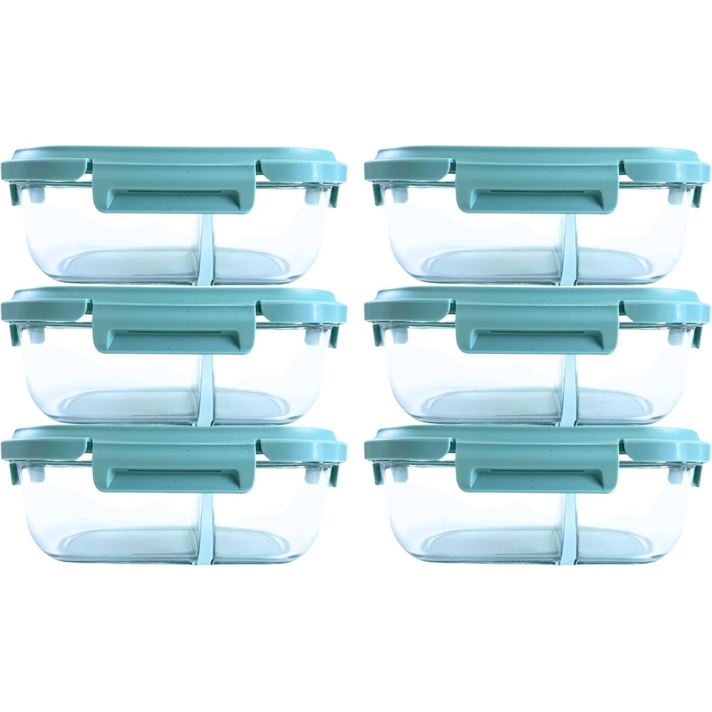 image:imageNeoflam 12Pieces Airtight Kitchen Storage with Lid Oval Bento Glass Food Container with Vent Microwave Meal Prep Canister Dishwasher and Oven Safe 39oz 12 Liter 48 cups37oz